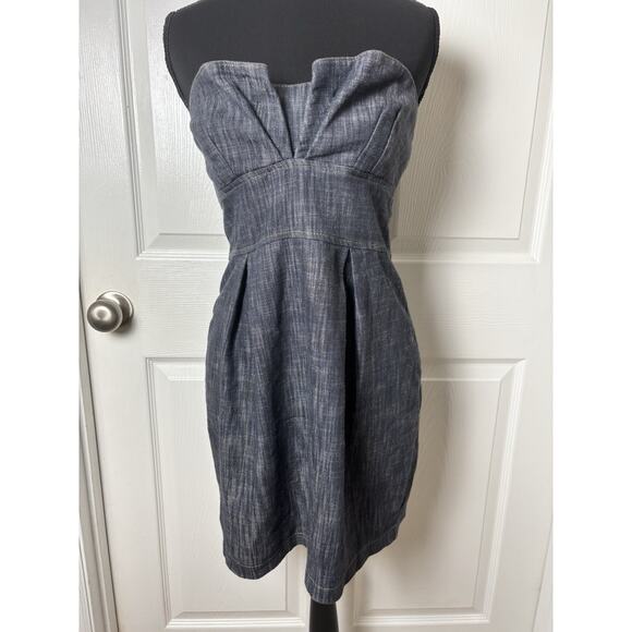 Vintage As You Wish Denim Strapless Mini dress Size 5 - Picture 1 of 7